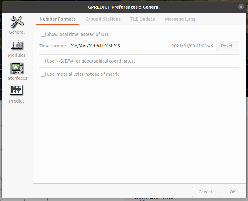 Şekil 2 - Gpredict Ayar Ekranı